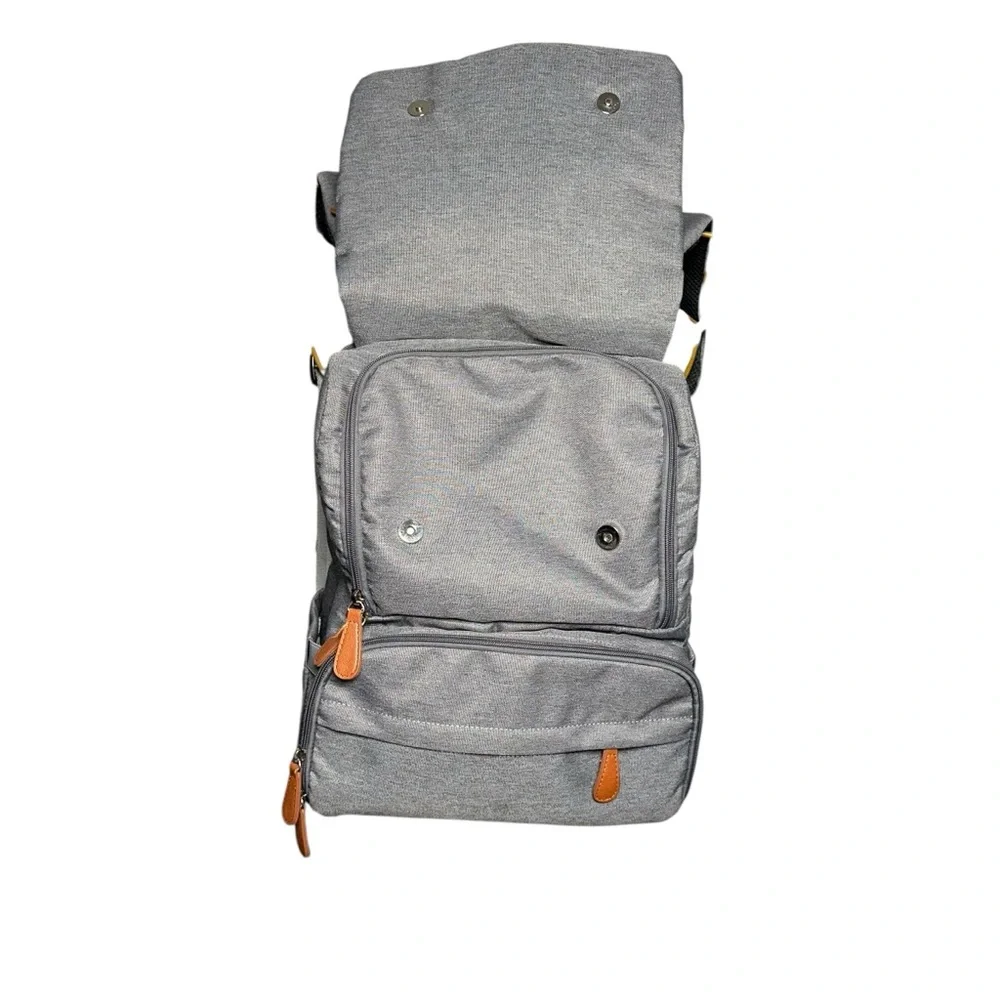 Citi Collective Navigator Backpack Diaper Bag - Gray / Brown Leather